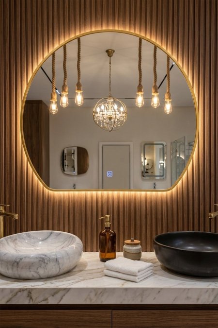 مراية حمام بإضاءة LED بتصميم عصري